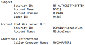 Event ID 4740 - Locked