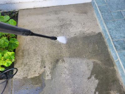 Pressure washing concrete