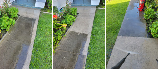 Pressure washing 37 years of gunk off concrete