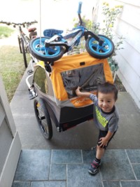 Chillafish Balance Bike with Burley D'Lite 2-Seat Bike Trailer