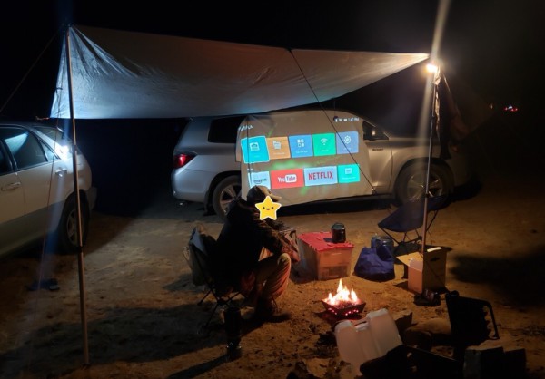 Anker Nebula Mars II Pro projection while boondocking