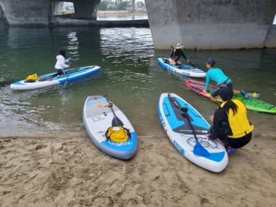 Paddle boarding with friends and family