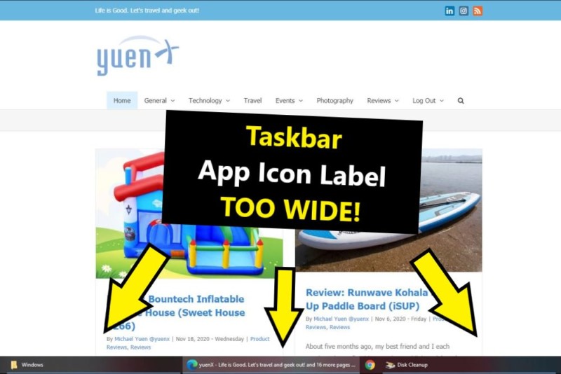 Taskbar Icon/Button Width Too Wide in Windows 10 - YuenX
