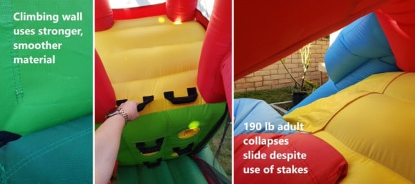 Slide can collapse. Stake down the bounce house!