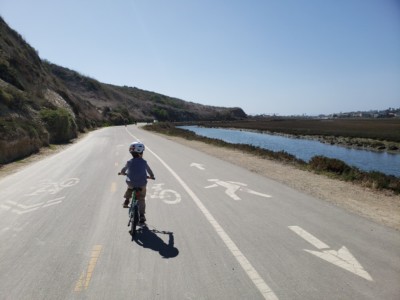 Biking with the little kid along the Back Bay (2021)