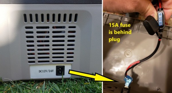 Power plug and hidden, 15A fuse