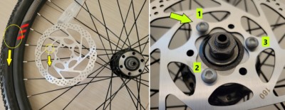 Attach disc brake to front wheel