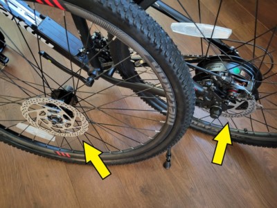 Disc brakes facing on the same side