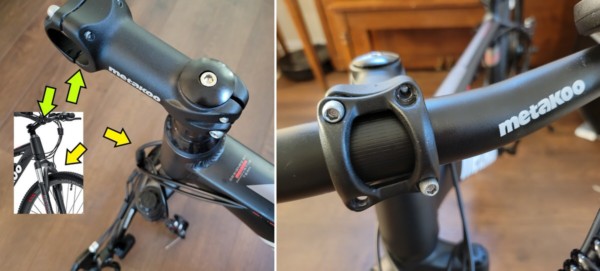 Rotate stem forward and clamp handlebar in place