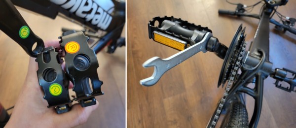 Attach pedals to crank arms