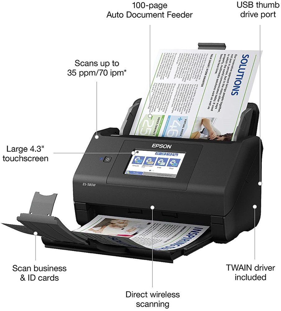 Review: Epson Workforce ES-580W Color Duplex Desktop Scanner ADF YuenX