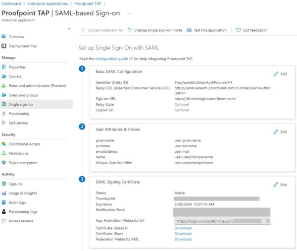 Azure AD: SAML Configuration