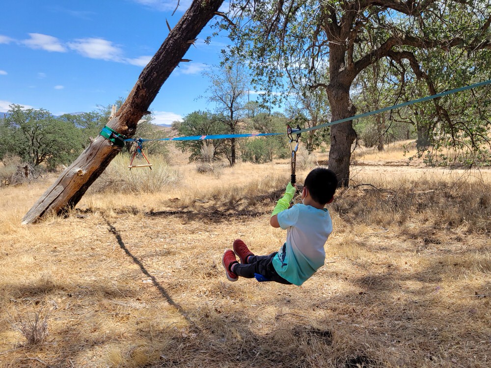 Ziplining with a Slackline