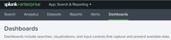 Splunk: Dashboards Tab