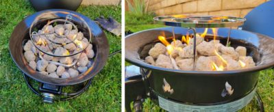 Firebowl with ill-fitting Camco Little Red Cook Top