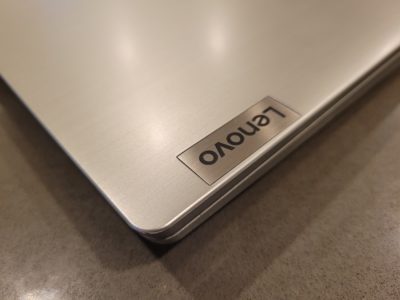 Lenovo logo on lid