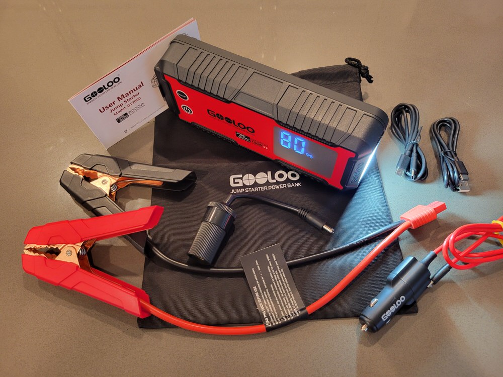  GOOLOO Portable GP3000 & GP4000 Car Jump Starters for 12 Volt  Automotive Batteries,Jump Box Power Pack with USB Quick Charge & Flashlight  : Automotive