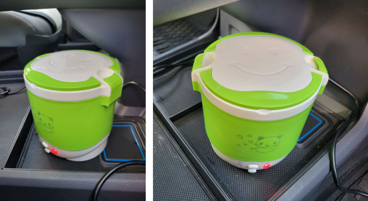 OSBA Mini Rice Cooker, 1L Travel Rice Cooker Small 12V For Car, Cooking For  Soup Porridge and Rice, Cooking Heating and Keeping Warm Function(Green)