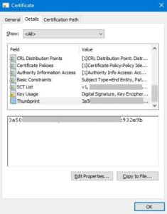 Certificate Thumbprint