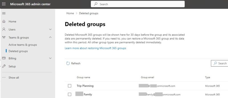 Deleted Groups