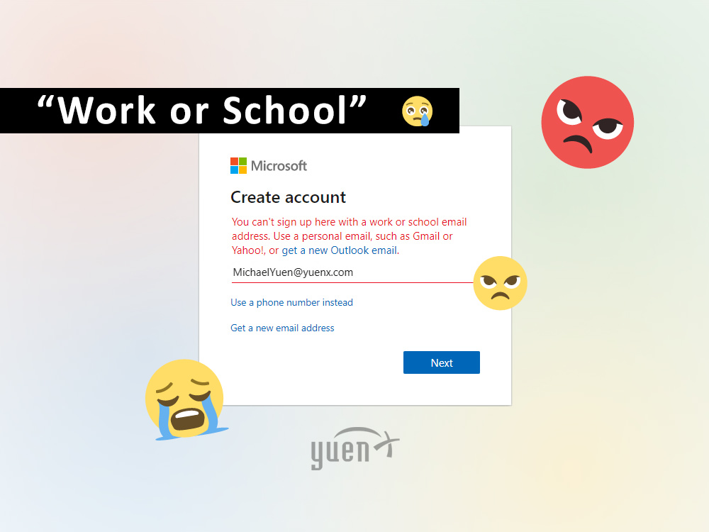 Personal Domain marked as "Work or School"