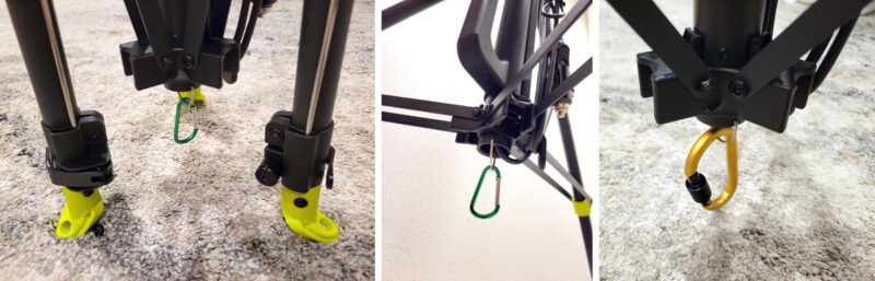 Weigh-down hook with added carabiner